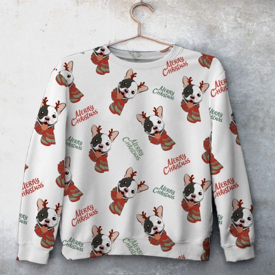 Pug Likes Christmas Unisex All Over Print Cotton Sweatshirt