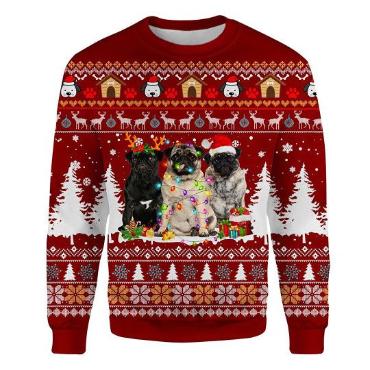 Pug Ugly Christmas Sweatshirt Animal Dog Cat Sweater Unisex