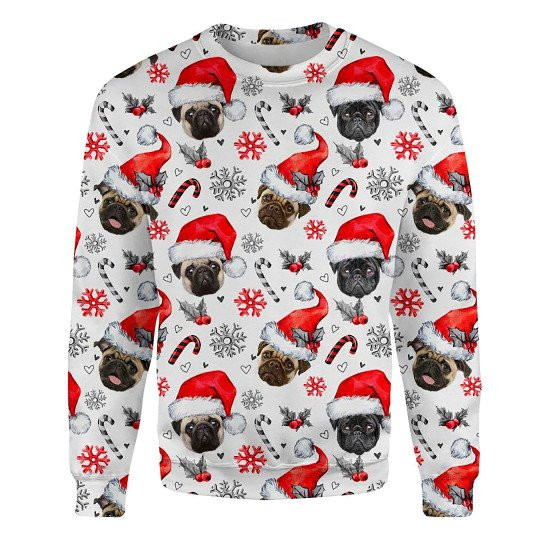 Pug Xmas Decor Ugly Christmas Sweatshirt Animal Dog Cat Sweater Unisex