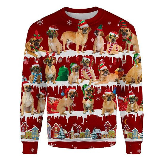 Puggle Snow Christmas Ugly Christmas Sweatshirt Animal Dog Cat Sweater Unisex