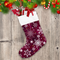 Purple Christmas Pattern With Snowflakes And Colorful Stars Christmas Stocking