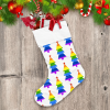 Rainow Christmas Trees With Red Stars Christmas Stocking