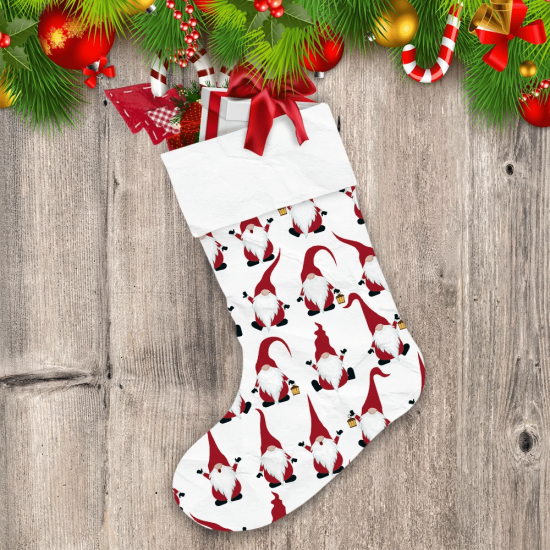 Red And White Gnomes Cartoon Merry Christmas Christmas Stocking