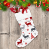 Red Gingham Plaid Deer Silhouette And Red Snowflakes Christmas Stocking
