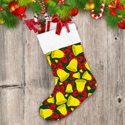 Red Yellow And Green Bells Bow Pattern Christmas Stocking