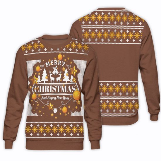 Reindeer And Jingle Bells Unisex All Over Print Cotton Sweatshirt