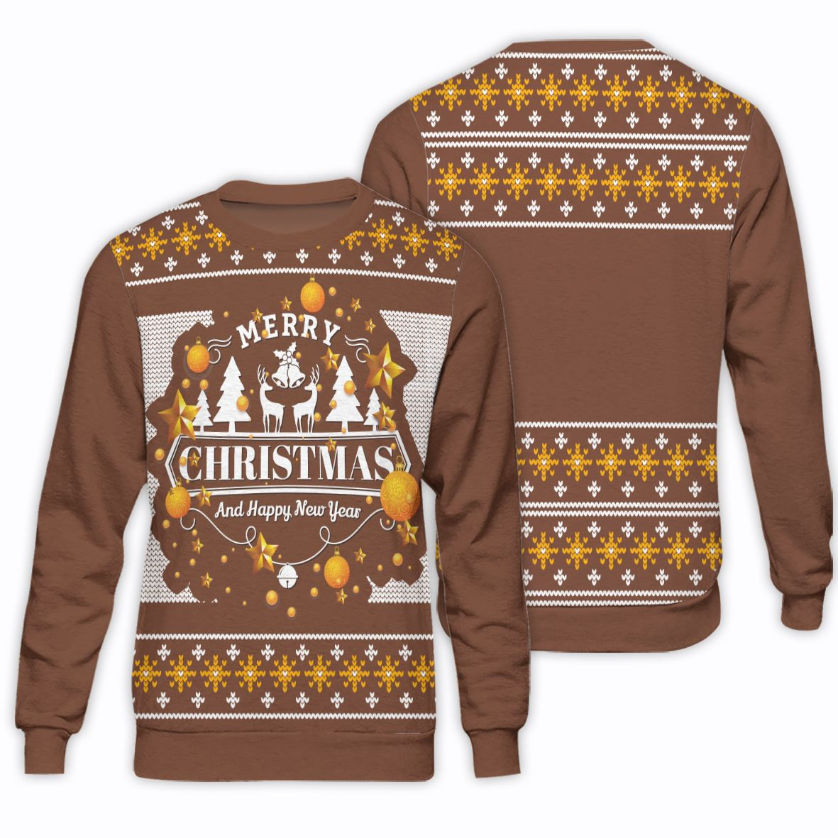 Reindeer-And-Jingle-Bells-Unisex-All-Over-Print-Cotton-Sweatshirt-Merry-Christmas-Cotton-Sweatshirt Reindeer And Jingle Bells Unisex All Over Print Cotton Sweatshirt