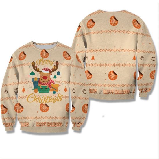 Reindeer Christmas Unisex All Over Print Cotton Sweatshirt