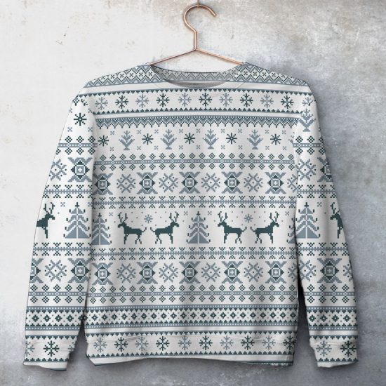 Reindeer Pattern Unisex All Over Print Cotton Sweatshirt