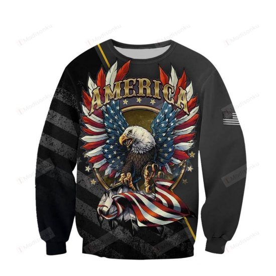Retro American Flag Eagle Veteran Ugly Christmas Sweater