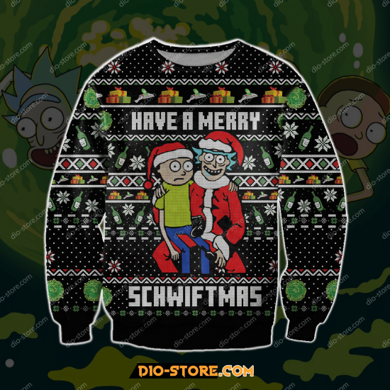 Rick And Morty 3D Print Ugly Christmas Sweatshirt