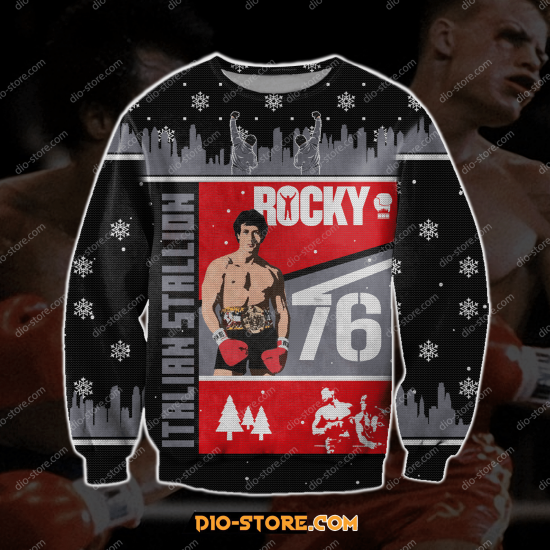 Rocky Balboa 3D Print Ugly Christmas Sweatshirt