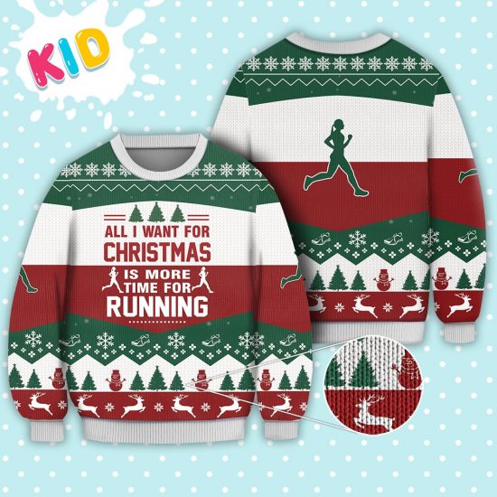 Running All I Want For Christmas Sweater Knitted Sweater Print Fashion Sweatshirt For Everyone 1
