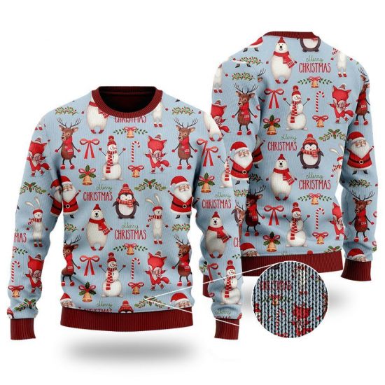 Santa Claus And Reindeer Christmas Ugly Sweaters