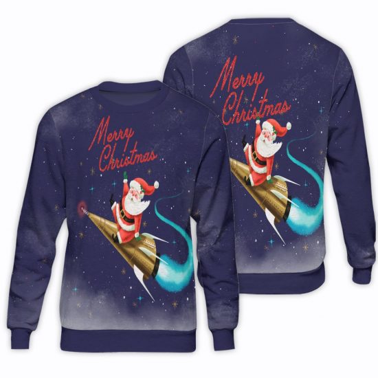 Santa Claus Christmas Unisex All Over Print Cotton Sweatshirt