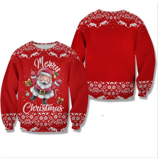 Santa Claus Christmas Unisex All Over Print Cotton Sweatshirt