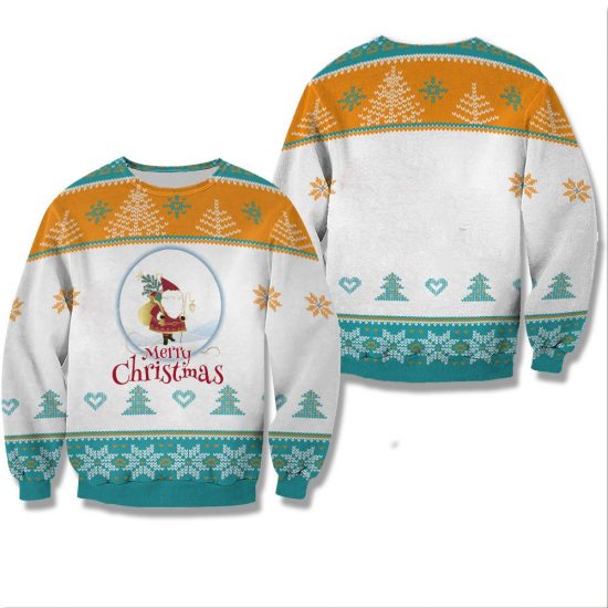 Santa Claus Christmas Unisex All Over Print Cotton Sweatshirt