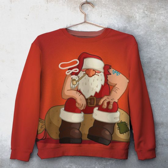 Santa Claus Christmas Unisex All Over Print Cotton Sweatshirt