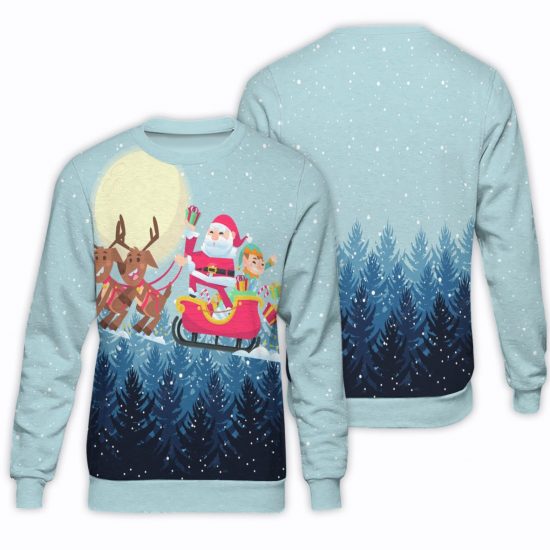 Santa Claus Is Coming Unisex All Over Print Cotton Sweatshirt