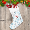 Santa Claus Is Skiing In Winter Forest Design Christmas Holiday Christmas Stocking