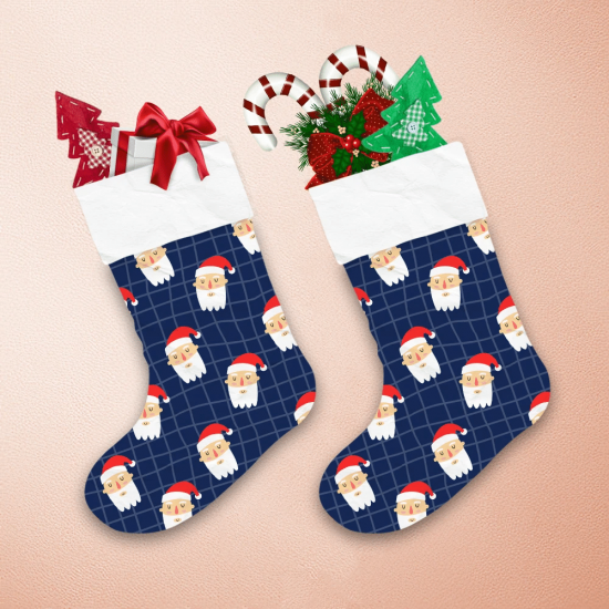 Santa Claus Portrait On Navy Background Christmas Themed Christmas Stocking 1