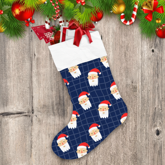 Santa Claus Portrait On Navy Background Christmas Themed Christmas Stocking