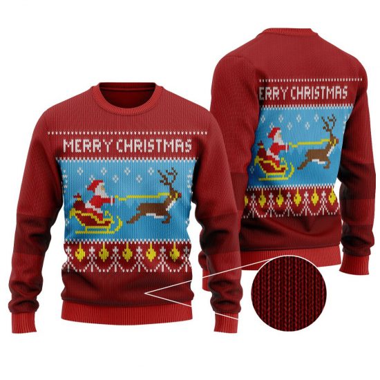 Santa Claus Rides Reindeer Ugly Sweaters