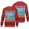 Santa Claus Rides Reindeer Unisex All Over Print Cotton Sweatshirt