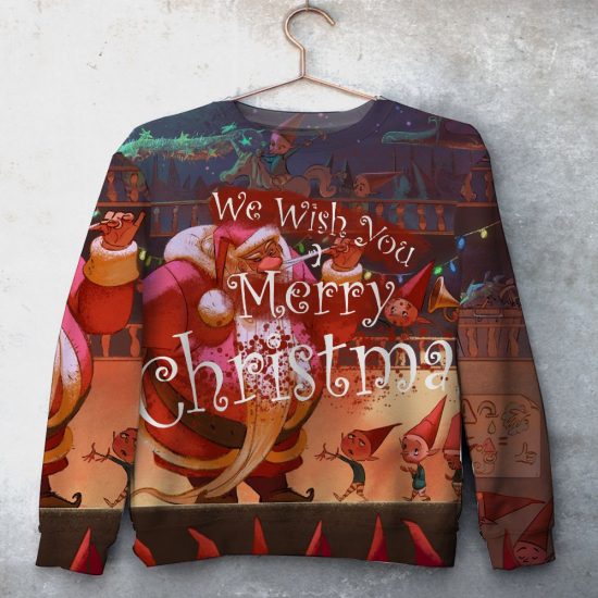 Santa Claus We Wish You Merry Christmas Unisex All Over Print Cotton Sweatshirt