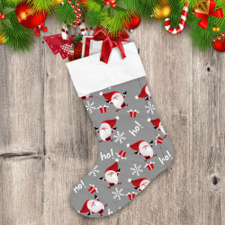 Santa Claus With Red Christmas Gift Box And Ho Text Christmas Stocking