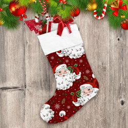 Santa Claus With Snowflake And Holly Christmas Vintage Style Christmas Stocking