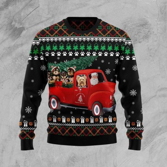 Santa Claus Yorkshire Terrier Ugly Sweatshirt 1