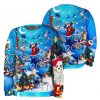Santa Skull Christmas Pattern On Blue Sweatshirt For Men Women