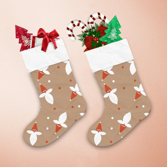 Scalable Graphic Christmas Gnomes Faces On Brown Background Christmas Stocking 1