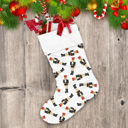Seasonal Design Illustrated Nutcrackers On White Background Christmas Stocking