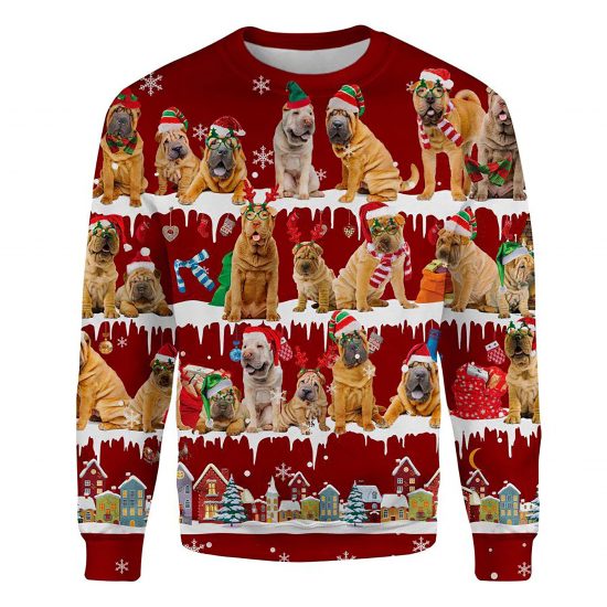 Shar Pei Snow Christmas Ugly Christmas Sweatshirt Animal Dog Cat Sweater Unisex
