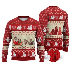 Shih Tzu Dog Reindeer Christmas Sweater Christmas Knitted Sweater Print Fashion Sweatshirt For Everyone