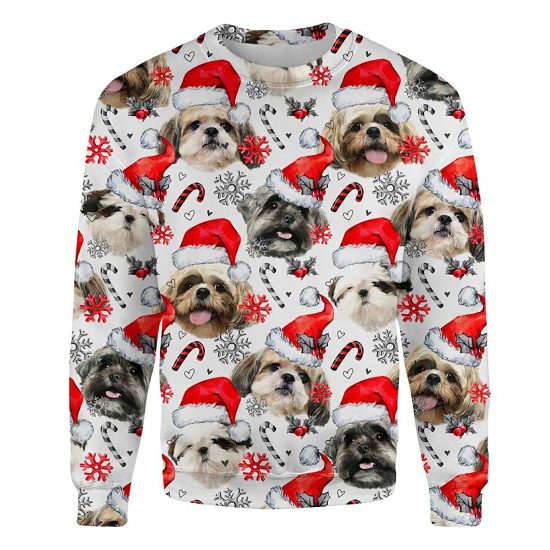 Shih Tzu Xmas Decor Ugly Christmas Sweatshirt Animal Dog Cat Sweater Unisex
