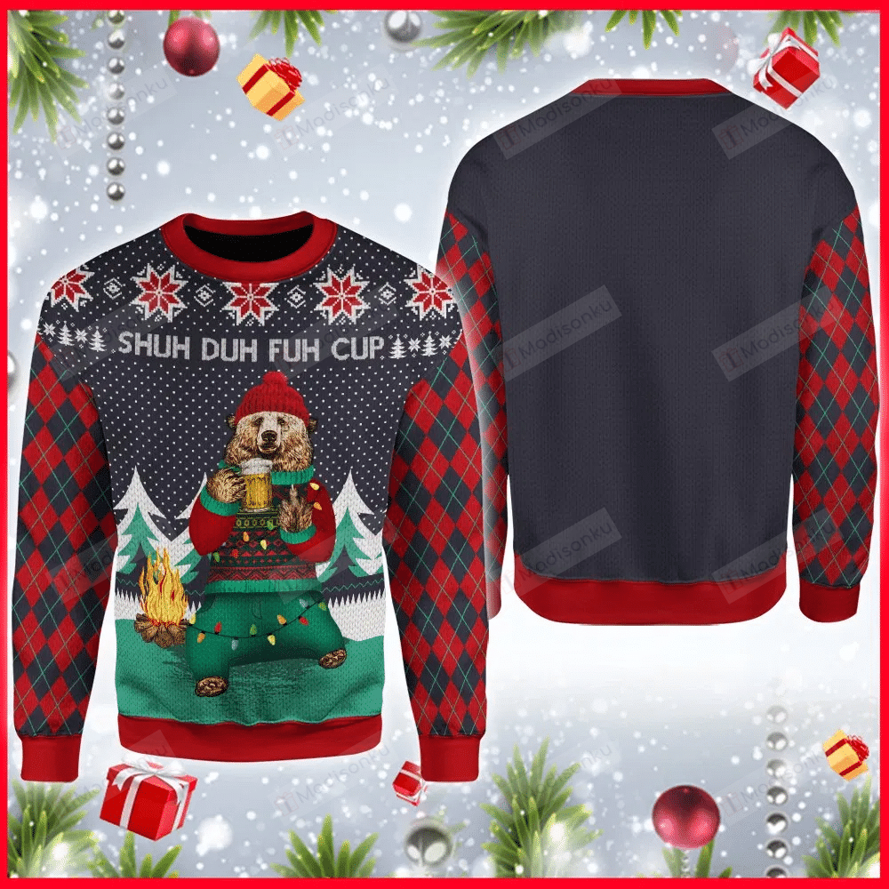 Shuh-Duh-Fuh-Cup-Beer-Ugly-Christmas-Sweater-All-Over-Print-Sweatshirt Shuh Duh Fuh Cup Beer Ugly Christmas Sweater