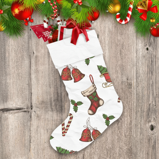 Sketching Bells Santa's Sleigh Candy Holly Bell And Sock Christmas Stocking