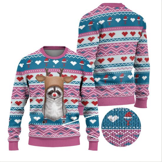 Sloth Christmas Reindeer Ugly Sweaters