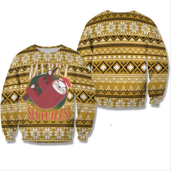 Sloth Christmas Unisex All Over Print Cotton Sweatshirt
