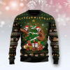 Sloth With Tree Black Ugly Christmas Sweater