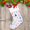 Snowflakes And Colorful Christmas Trees Christmas Stocking