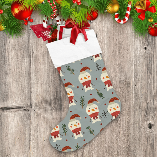 Snowman In Hat And Christmas Tree Christmas Stocking
