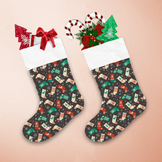 Socks With Snowflakes Deers And Christmas Tree Christmas Stocking 1