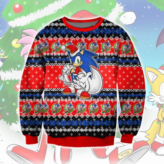 Sonic 3D All Over Printed Ugly Christmas Sweatshirt