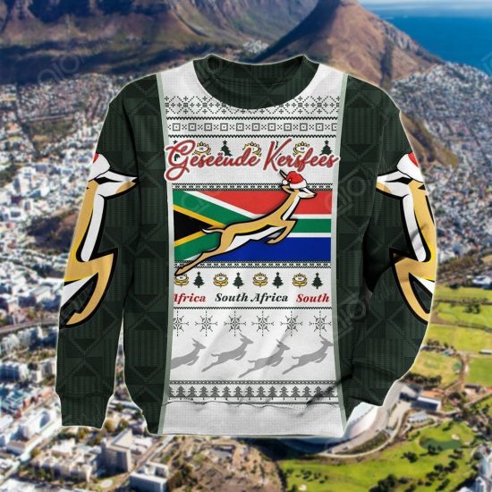 South Africa Springboks Christmas Green Unisex 3D Sweatshirt All Over Print