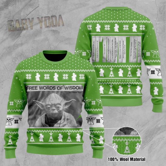 Star Wars Yoda Free Words Of Wisdom  Ugly Christmas Sweatshirt