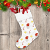 Striped Hat Christmas Sugar Cane And Gold Star Christmas Stocking